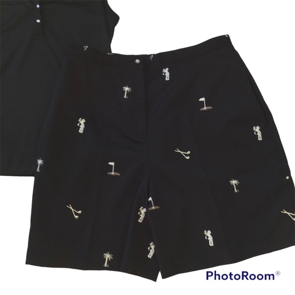 Coral Bay Golf Black Shorts Embroidered Pockets Women’s Size 12 - Picture 2 of 13